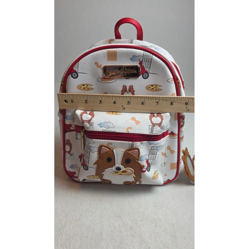 Jaxson & Friends Corgi in Italy Mini Backpack and Wallet Set Pizza Travel White